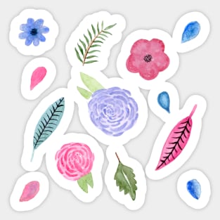 Pink and blue floral pattern Sticker